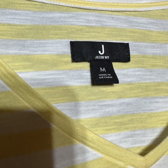 Jasib Wu Top T Shirt Women's M Yellow Striped V Neck - Picture 2 of 12